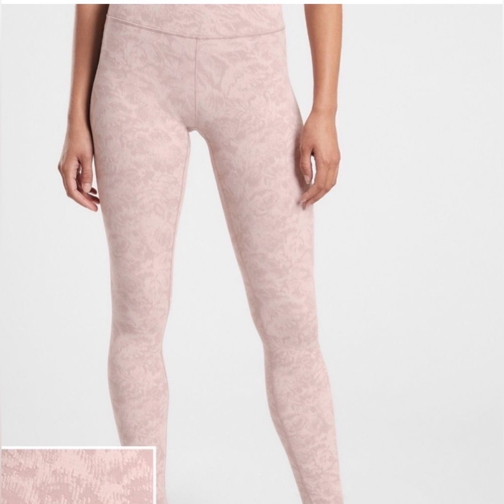 Athleta Cream Soft Pink Elation Textured Tights Small